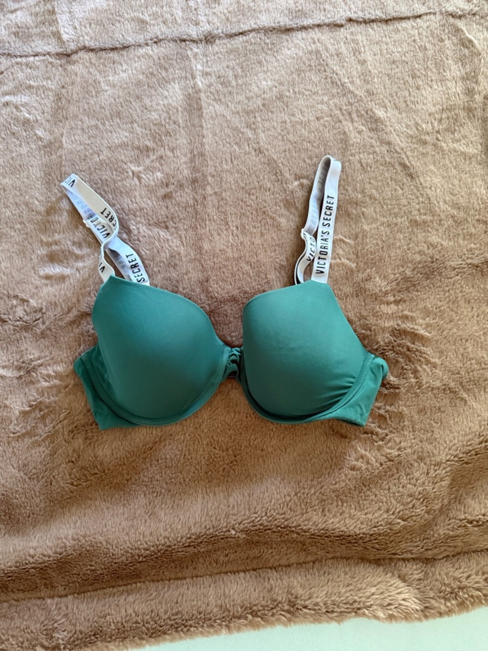Victoria's Secret Teal Molded T-Shirt Bra with Logo Straps
